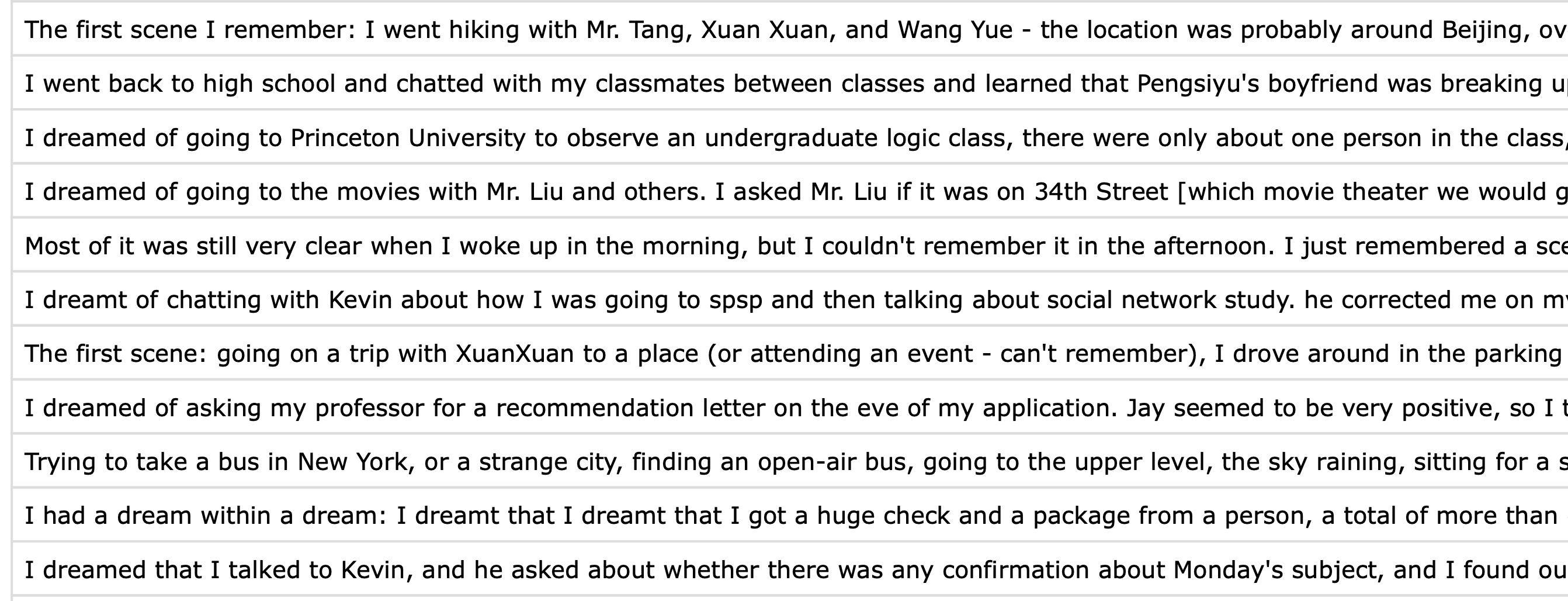 examples from dream corpus dream-example